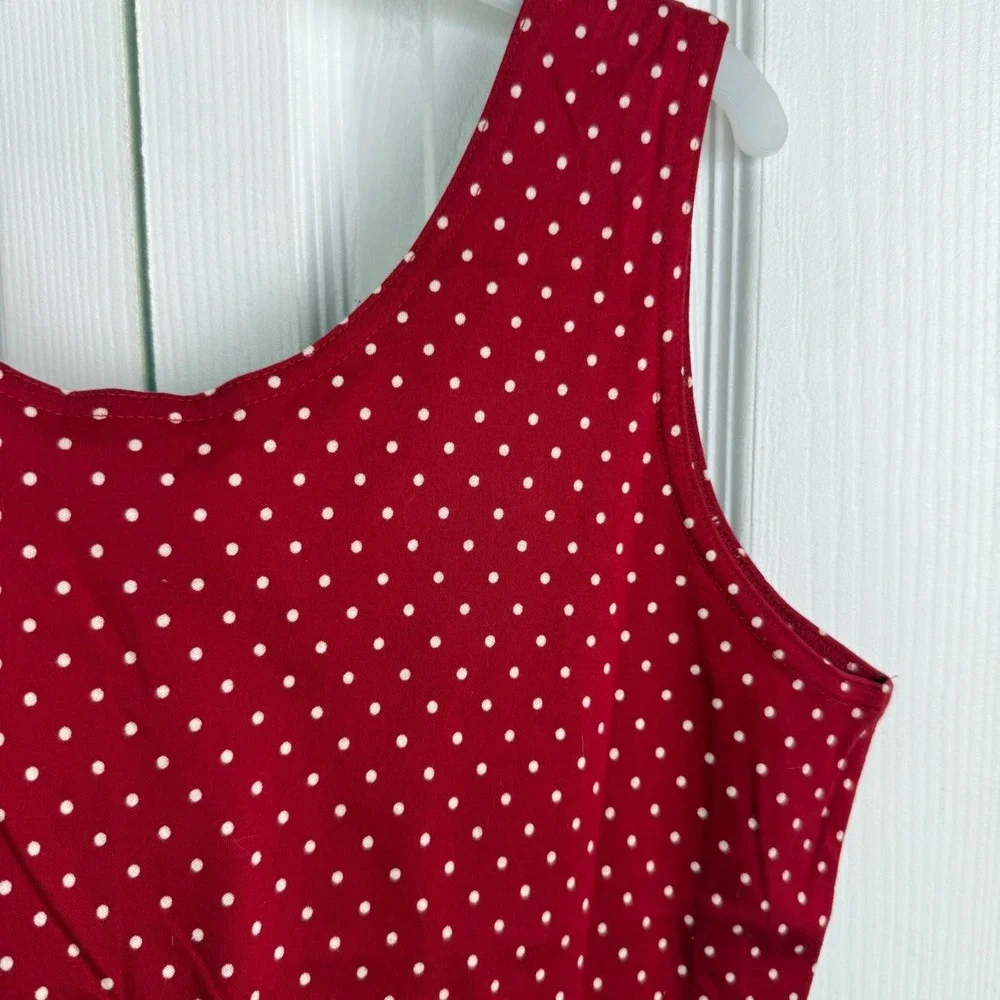 Lands End Red Polka‎ Dot Tank Top Womens L 14 16 Retro Pinup Cottagecore